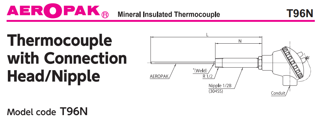 Cảm biến nhiệt độ đầu củ hành T96N Okazaki - Thermocouple T96N Okazaki