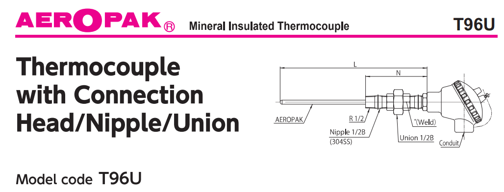 Cảm biến nhiệt độ đầu củ hành T96N Okazaki - Thermocouple T96N Okazaki