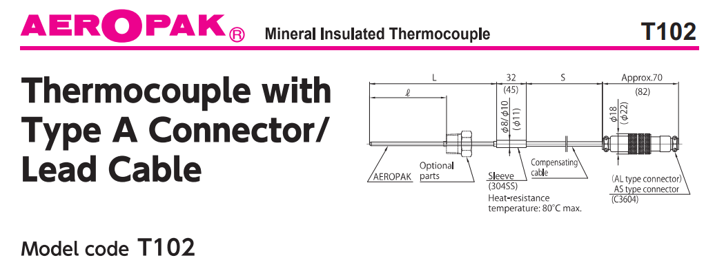 Cảm biến nhiệt độ T102 Okazaki - Thermocouple T102 - Can nhiệt T102 Okazaki