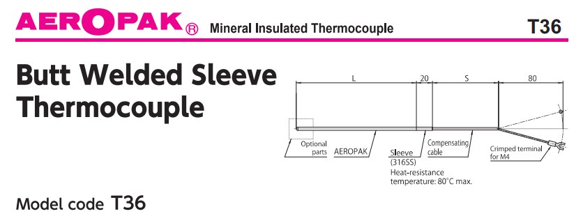 Cảm biến nhiệt độ T36 Okazaki - Thermocouple T36 - Can nhiệt T36 Okazaki