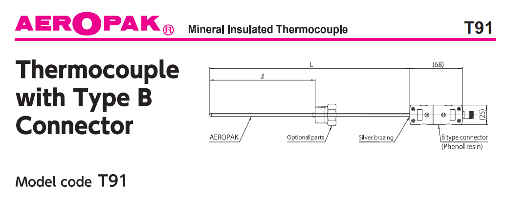 Cảm biến nhiệt độ T91 Okazaki - Thermocouple T91 - Can nhiệt T91 Okazaki