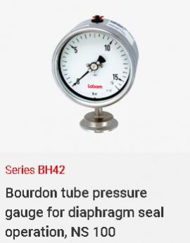 Đồng hồ đo áp suất dạng cơ có màng ngăn BH42 Labom cho ngành dược phẩm