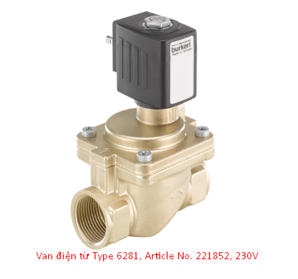 Van điện từ Type 6281, Article No. 221852, 230V - Đại lý Burkert Việt Nam